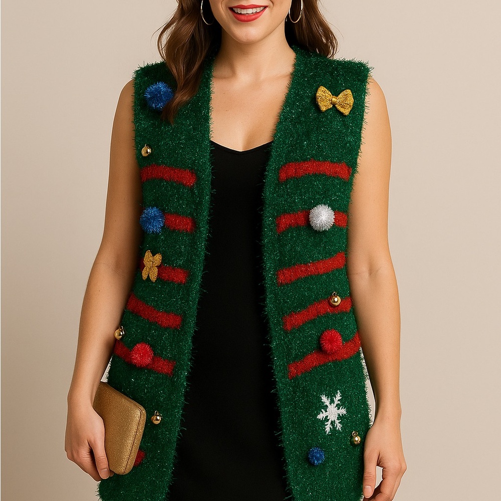 Festive Green Holiday Vest